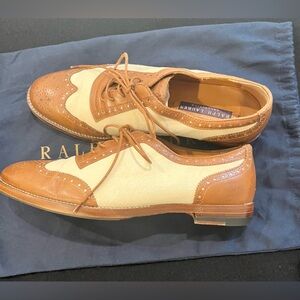 Ralph Lauren Purple Label Tan and Cream Oxford Shoes
